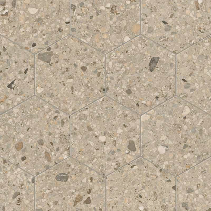 Hive Stone Terrazzo Beige Hexagon tile 250x216cm