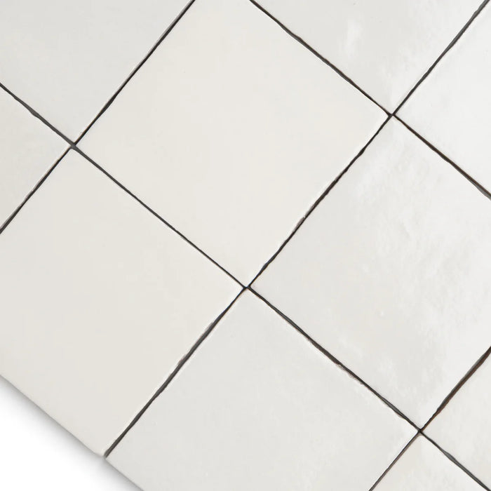 Zellige Morocco Cotton White Wall Tiles 10×10cm