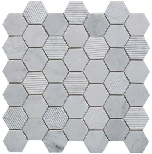 Deco Carrara Natural Marble Large Hexagonal Mosaic tiles