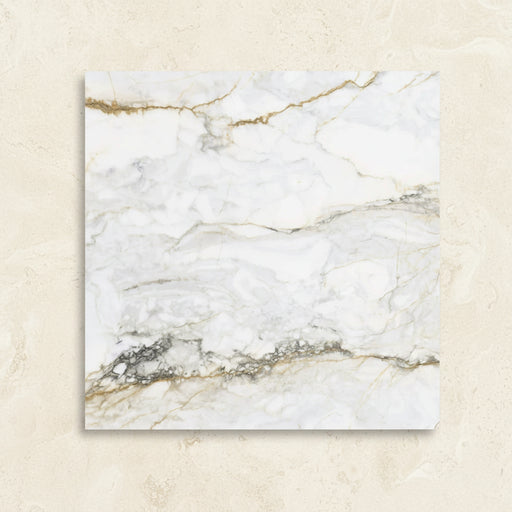 Pisa Gold Gloss Gloss Large Format Marble Effect Porcelain Tiles 90x90cm