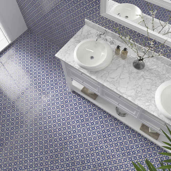 Alma Blue Porcelain tiles cut sample TILEJOB.CO.UK
