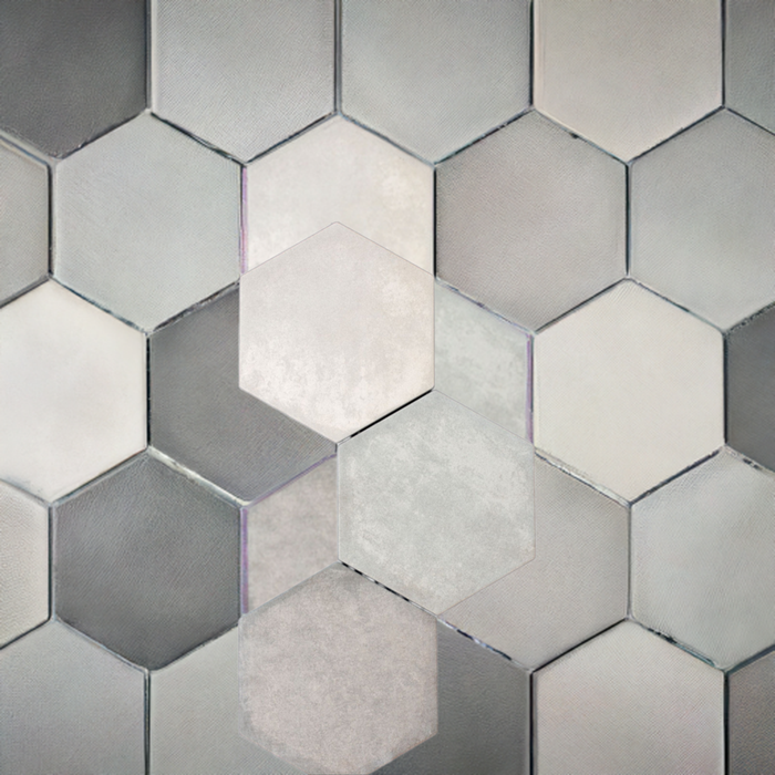 Florence Grey Plain Hexagon porcelain 210x250x10mm