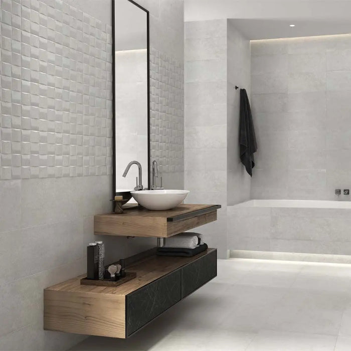Terrastone White Textured Matt Wall Tile 25x50cm