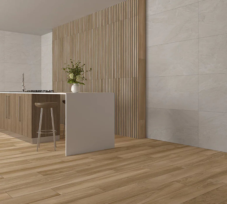 Norwich Light Oak Matt Glazed Porcelain cut sample