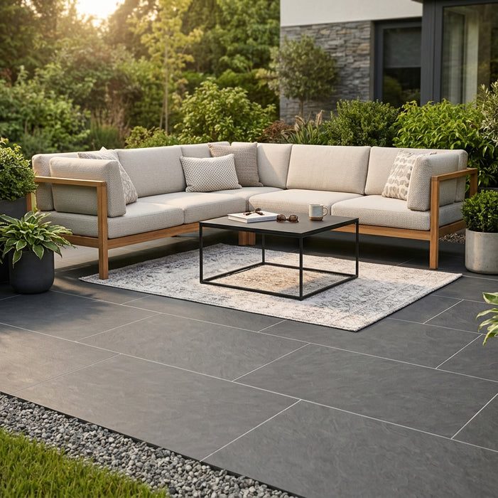 Black Matt Outdoor Porcelain Patio Tiles 60x90x2cm