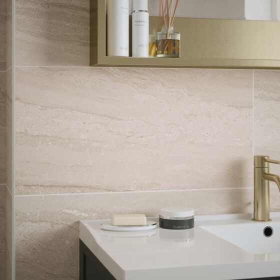 Travertine Beige Gloss Ceramic Wall 30x60cm