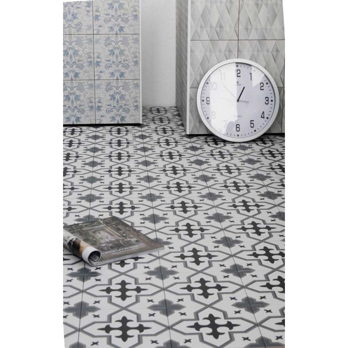 Geometry blue matt porcelain cut sample