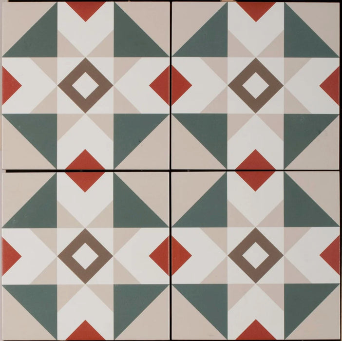 Geometry red matt porcelain cut sample