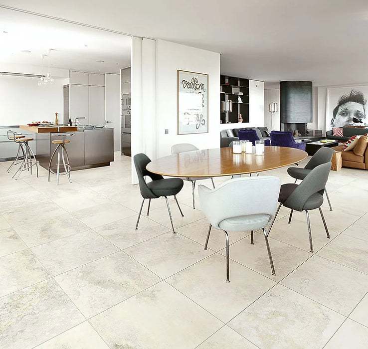 Arezzo Blanco Porcelain Floor Tiles cut sample