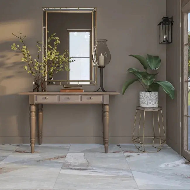Burbank Storm Light Grey Stone Effect Porcelain Wall and Floor Tiles 600x400mm